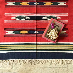 A finite infinity ❧ Handwoven Geometric Dhurries  ( 5 X 3 Feet )