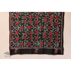 Pushparam . पुष्पारम ✽ Kantha Silk Dupatta - Black