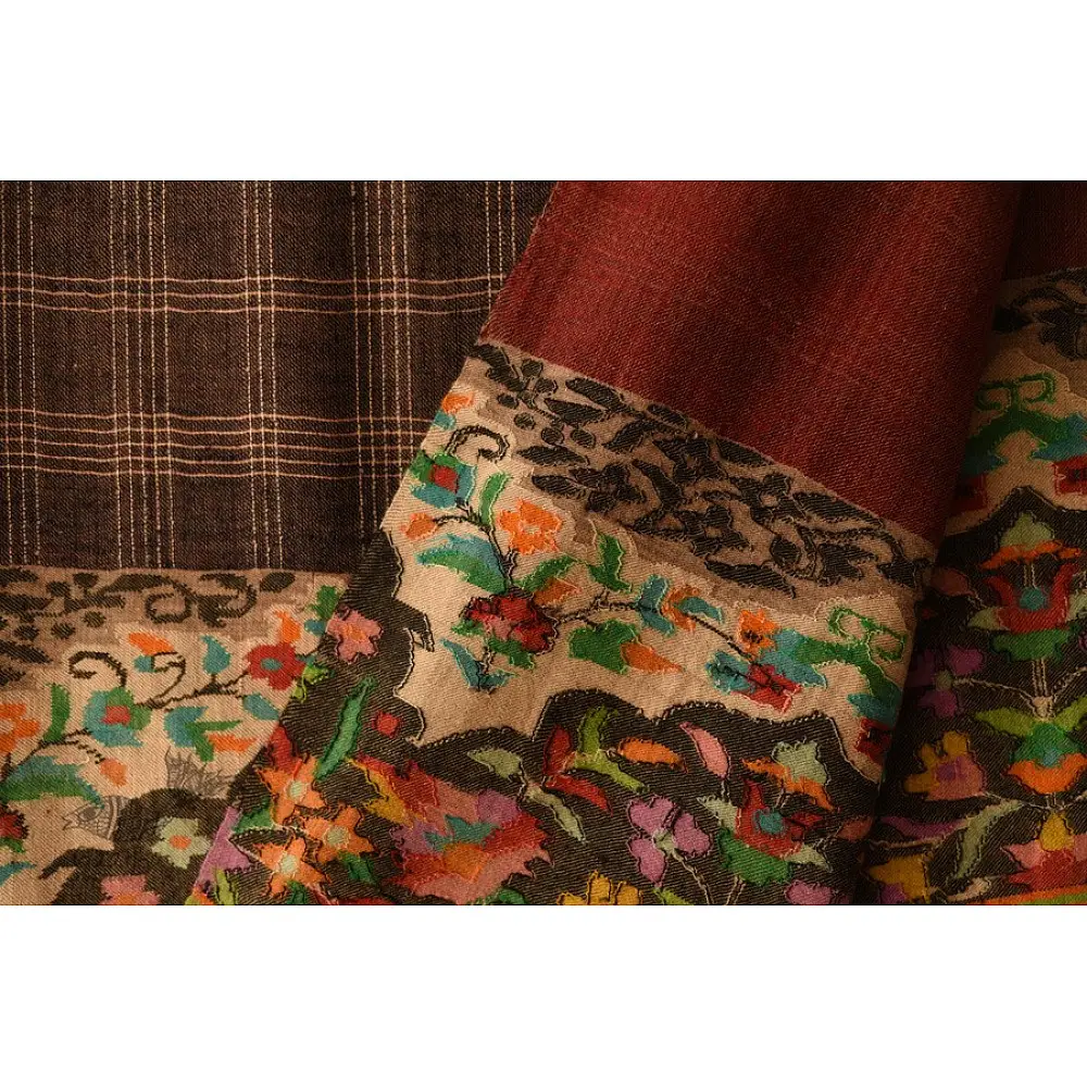 shop Kashmiri handwoven Pure Pashmina Kani Reversible Shawl
