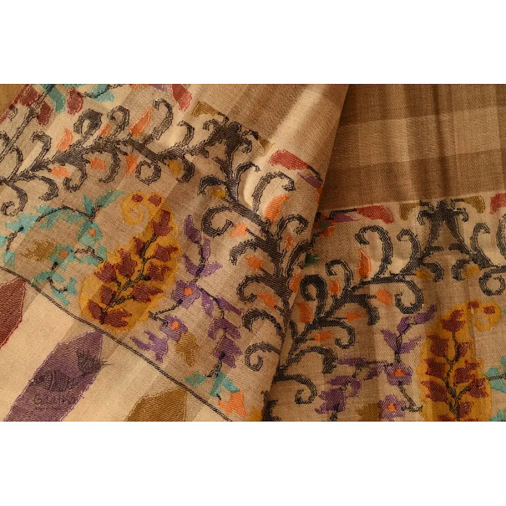 shop Kashmiri handwoven Pure Pashmina Kani Checks Shawl