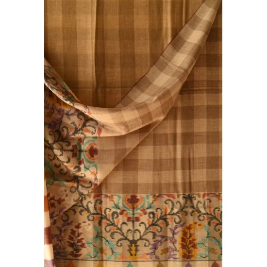 shop Kashmiri handwoven Pure Pashmina Kani Checks Shawl