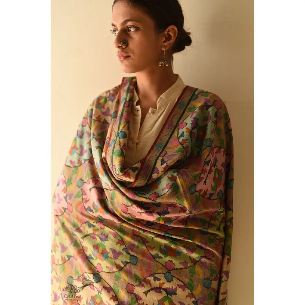 shop Kani Handwoven Pure Pashmina Full Jaal Kashmiri Shawl