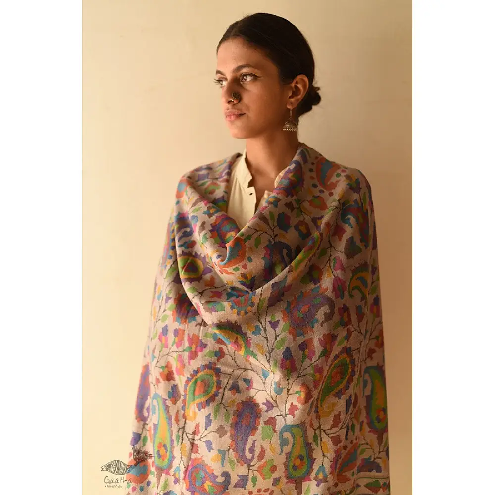 shop Kashmiri handwoven Pashmina Kani Shawl
