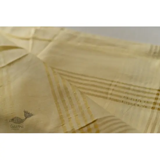 Handloom Cotton + Matka Silk Dhoti With Khes with Zari Border