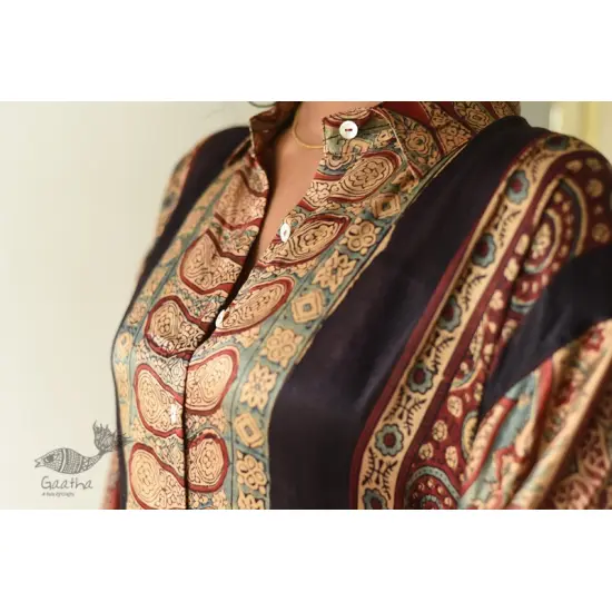 buy Ajrakh Modal Silk Shirt