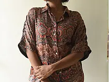 Itr . इत्र | Ajrakh Modal Silk Half Sleeve Shirt