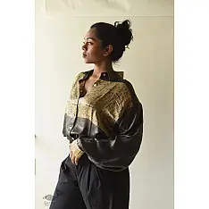 Itr . इत्र | Ajrakh Modal Silk Brown Shirt