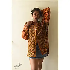 Itr . इत्र | Hand Block Prints ~ Ajrakh Modal Silk Shirt