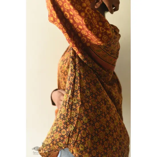 buy Hand Block Prints ~ Ajrakh Modal Silk Shirt