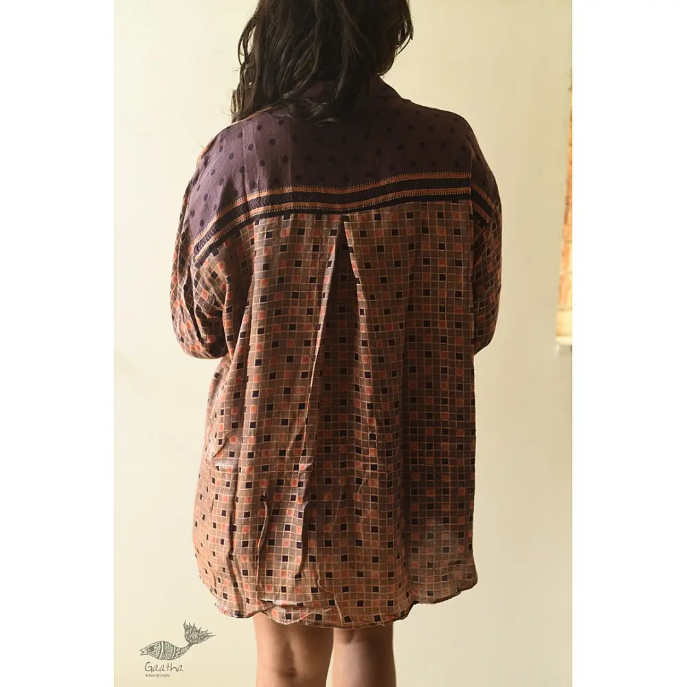 buy Ajrakh Modal Silk - Checks Loose Shirt