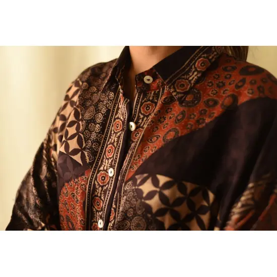 buy Ajrakh Modal Silk - Free Size Shirt