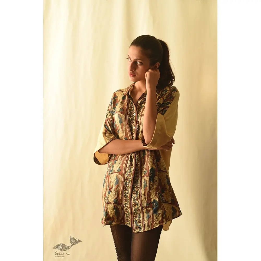 buy Natural Dyed Ajrakh Modal Silk Shirt