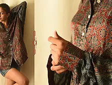 Itr . इत्र | Ajrakh Block Print ~ Modal Silk Unisex Shirt