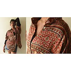 Itr . इत्र | Ajrakh Block Printed Modal Silk Shirt - Half Sleeve