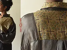 Itr . इत्र | Ajrakh Modal Silk Brown Shirt