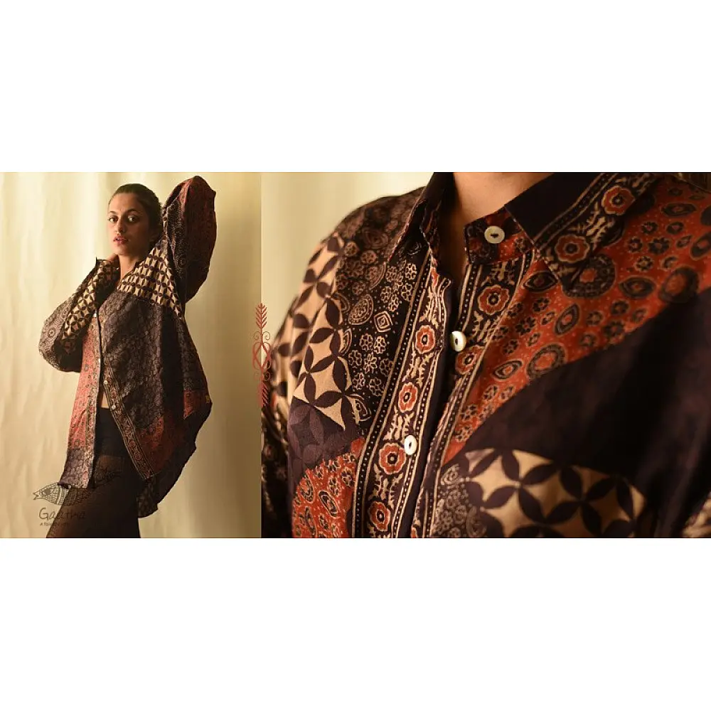 buy Ajrakh Modal Silk - Free Size Shirt