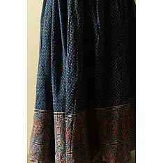 Flowers in a River | Ajrakh Prints with Natural Dye - Indigo Long Skirt / Ghagra