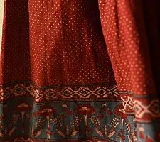 Flowers in a River | Ajrakh Prints Long Skirt / Ghagra With Natural Dyed - Maroon