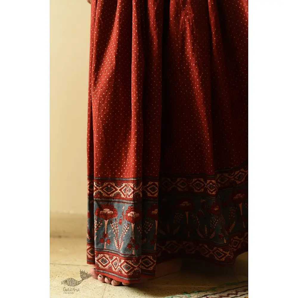 shop Ajrakh Prints Long Skirt / Ghagra With Natural Dyed