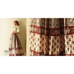 Flowers in a River | Ajrakh Prints with Natural Dye - Beige & Red Long Skirt