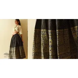 Flowers in a River | Ajrakh Prints with Natural Dye - Carbon Black Long Skirt