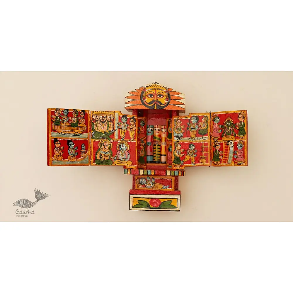 कथनिक ☀ Kaavad ~ A Wooden Shrine (Red - 20 cm) ~ 119