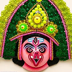 Mukhauta . मुखौटा : Handmade Hanging Chhau Mask - Paper Mache - Ganesha