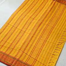 Sadaa . सदा | Begampuri Handloom Bright Yellow Cotton Saree - Turmeric Yellow