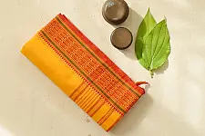 Sadaa . सदा | Begampuri Handloom Bright Yellow Cotton Saree - Turmeric Yellow