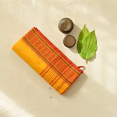 Sadaa . सदा | Begampuri Handloom Bright Yellow Cotton Saree - Turmeric Yellow