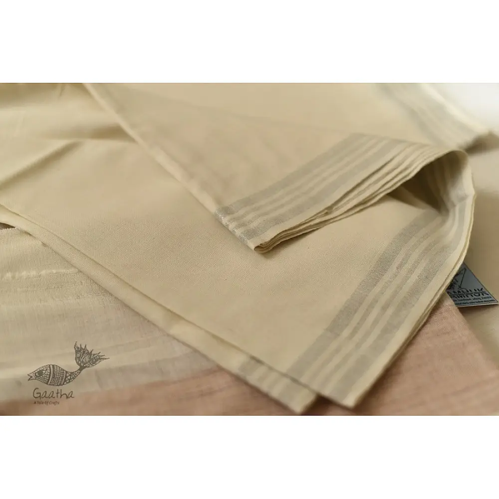 Handloom Matka Silk + Cotton Dhoti Khes - Zari Border
