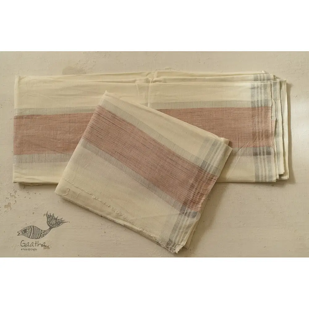 Handloom Matka Silk + Cotton Dhoti Khes - Zari Border