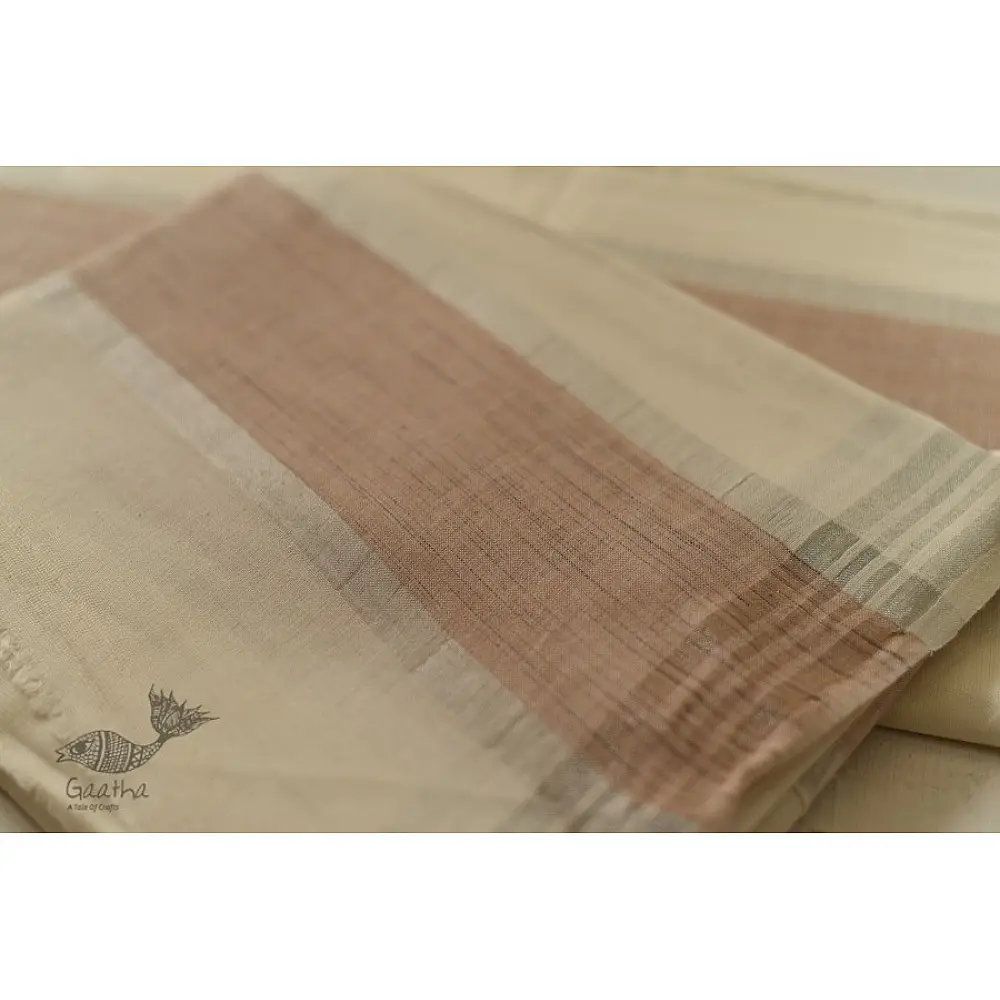 Handloom Matka Silk + Cotton Dhoti Khes - Zari Border