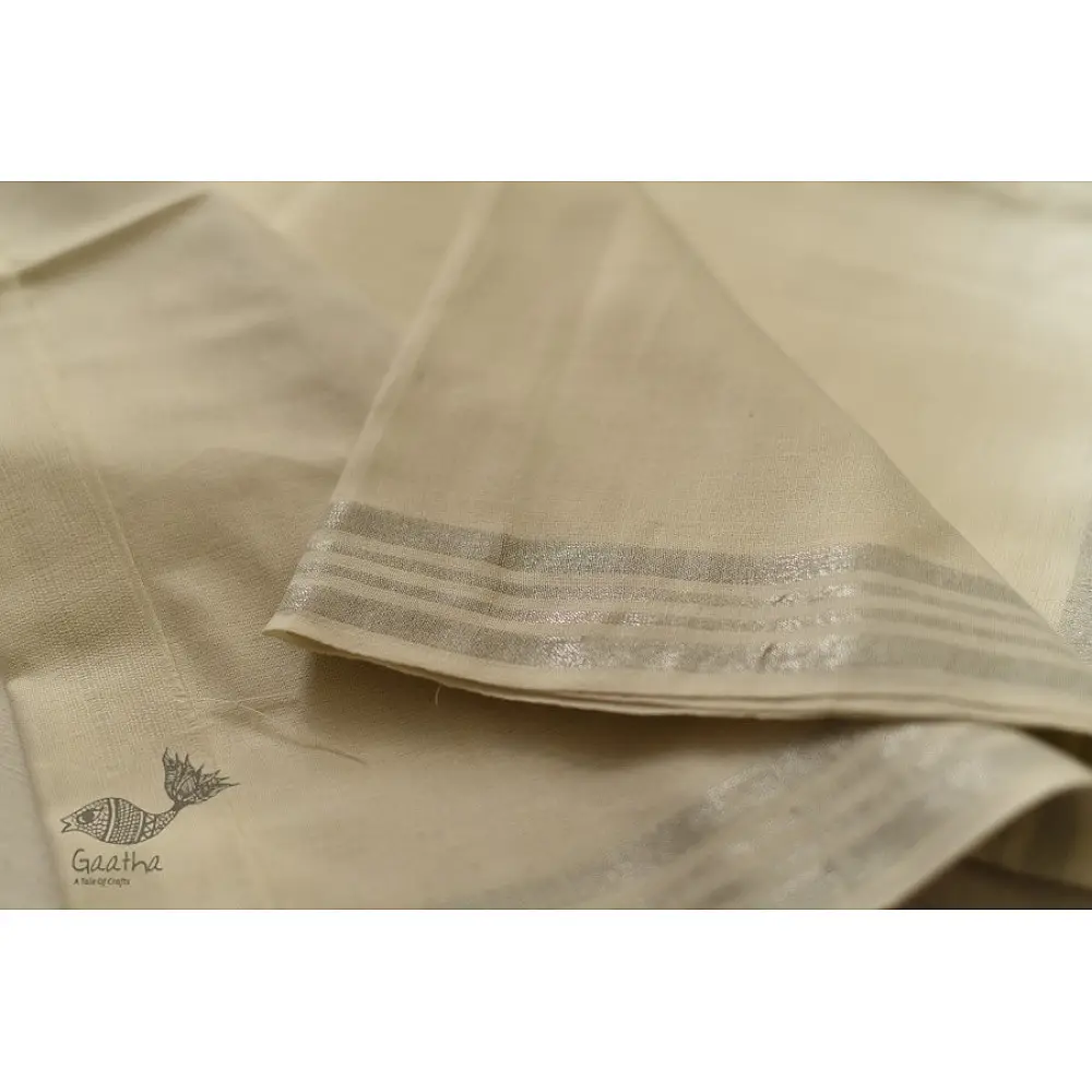 Handloom Matka Silk + Cotton Dhoti Khes - Zari Border