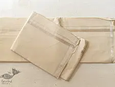 Damodar . दामोदर  ✹ Handloom Dhoti Khes - Cotton + Matka Silk - Off White