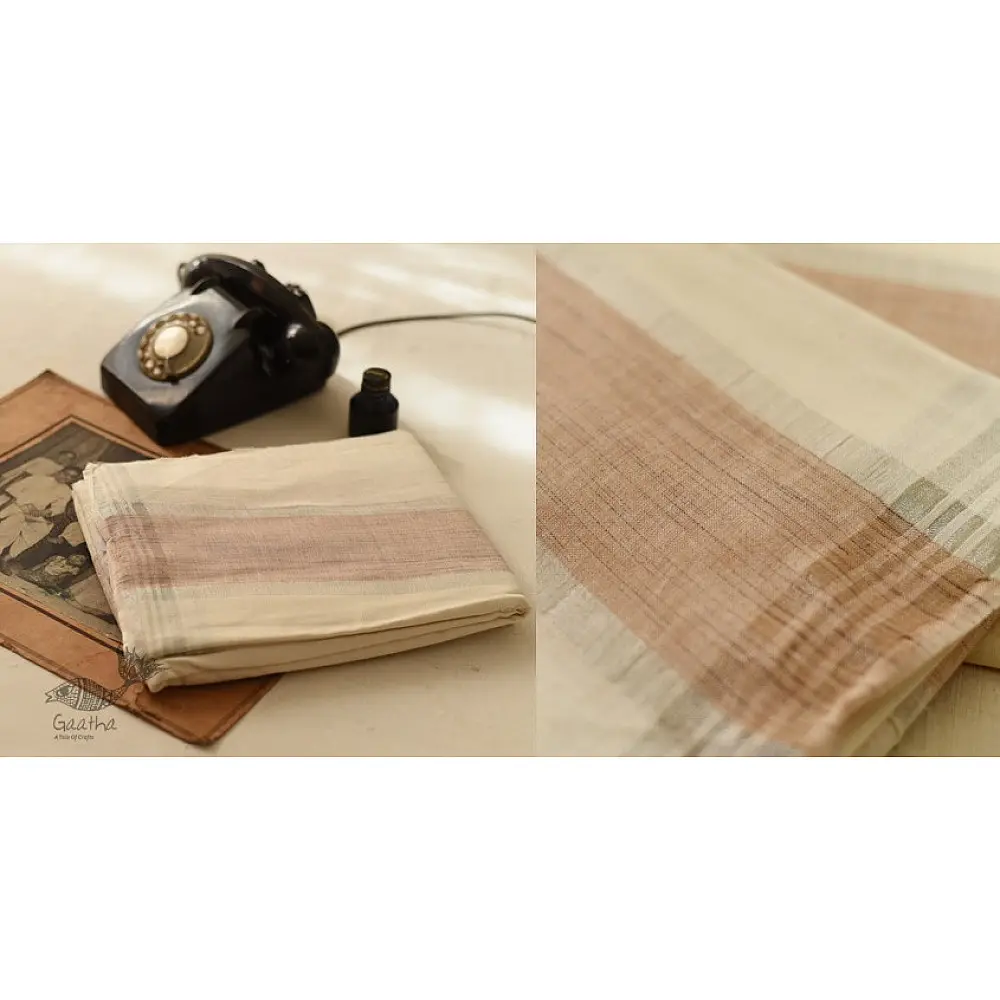 Handloom Matka Silk + Cotton Dhoti Khes - Zari Border