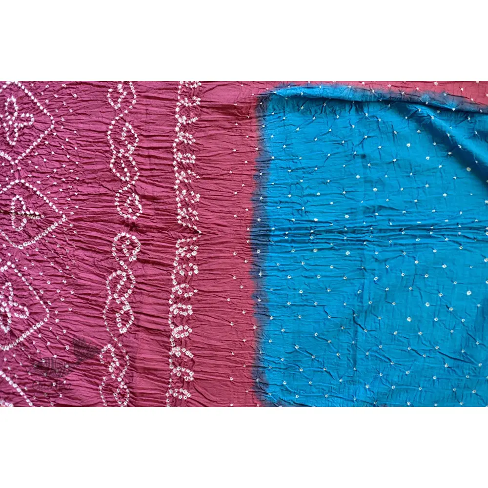 summer special Cotton Bandhani blue-pink Saree