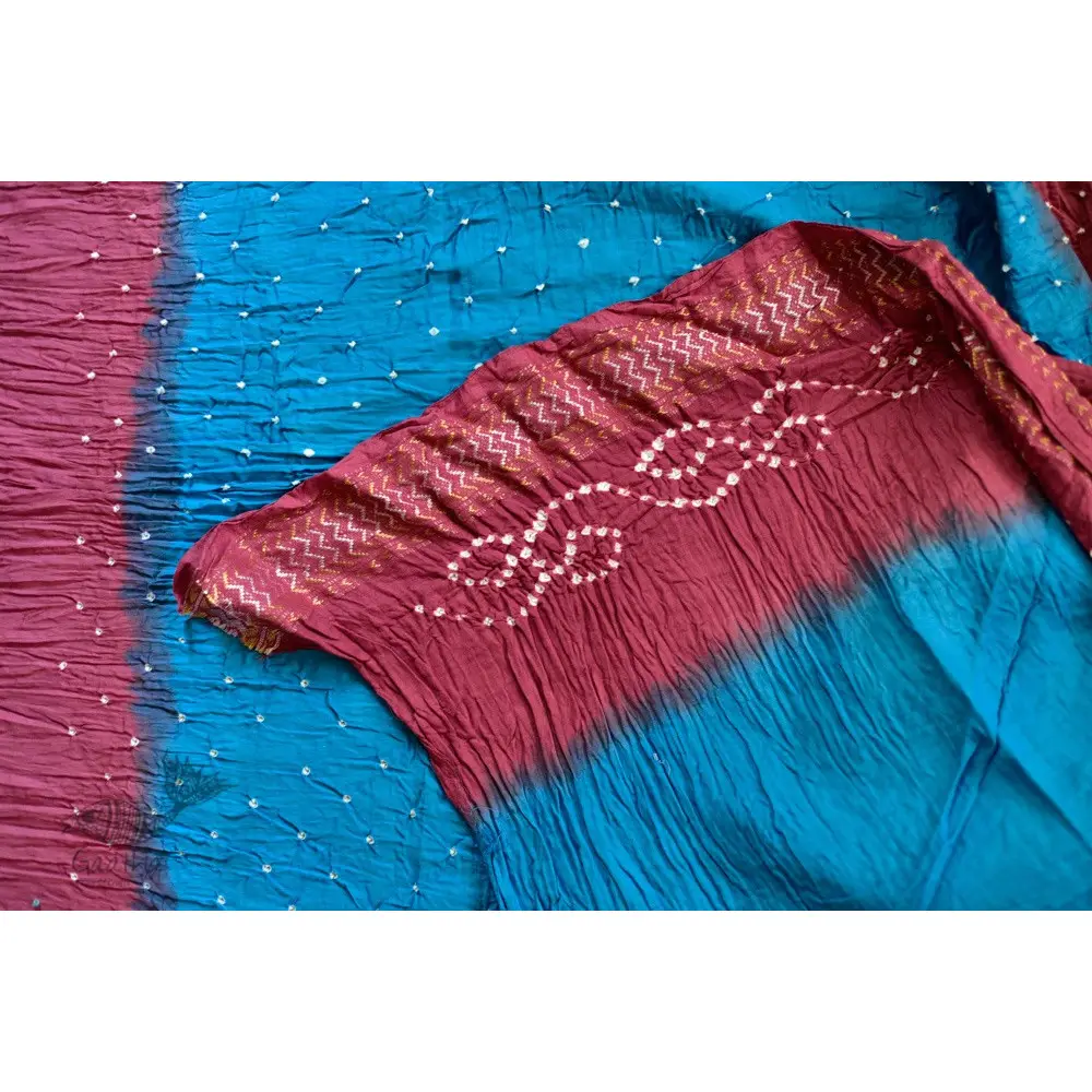 summer special Cotton Bandhani blue-pink Saree