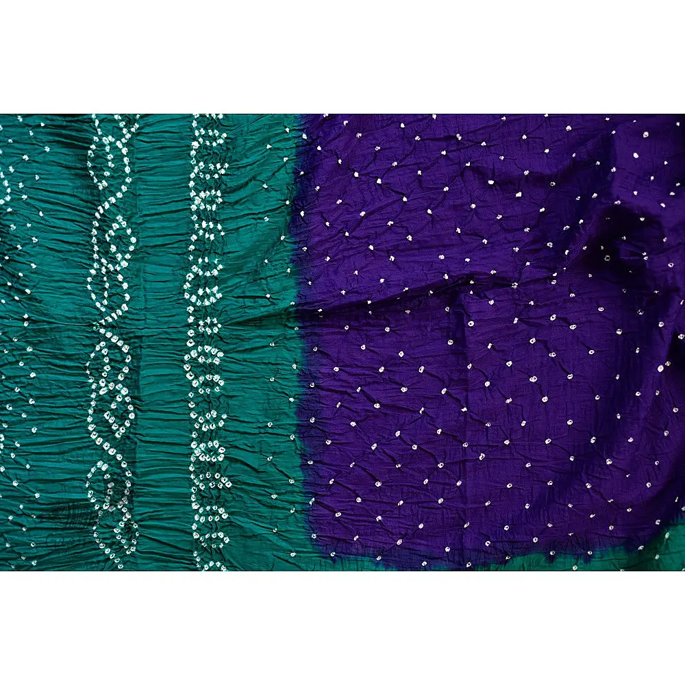 summer special Cotton Bandhani green & violet Saree