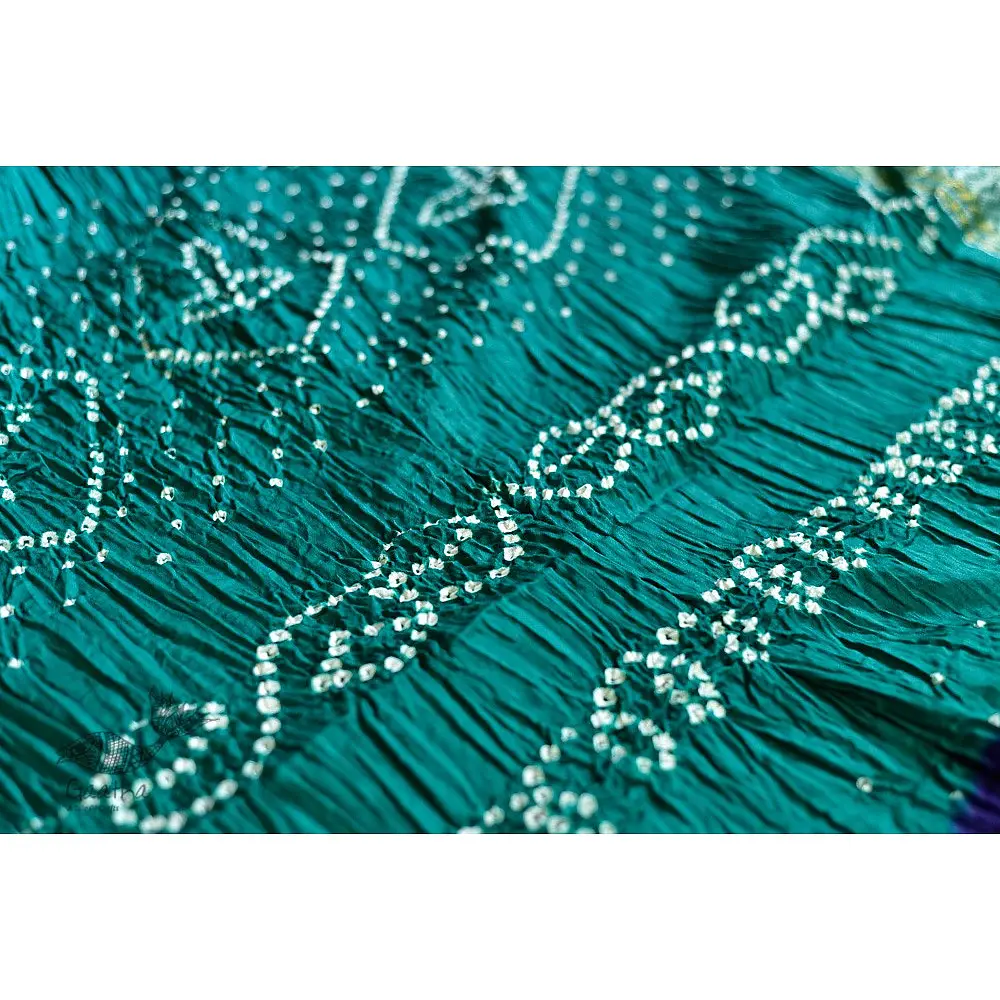 summer special Cotton Bandhani green & violet Saree