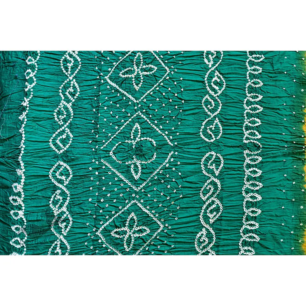 summer special Cotton Bandhani Green-Yellow Saree