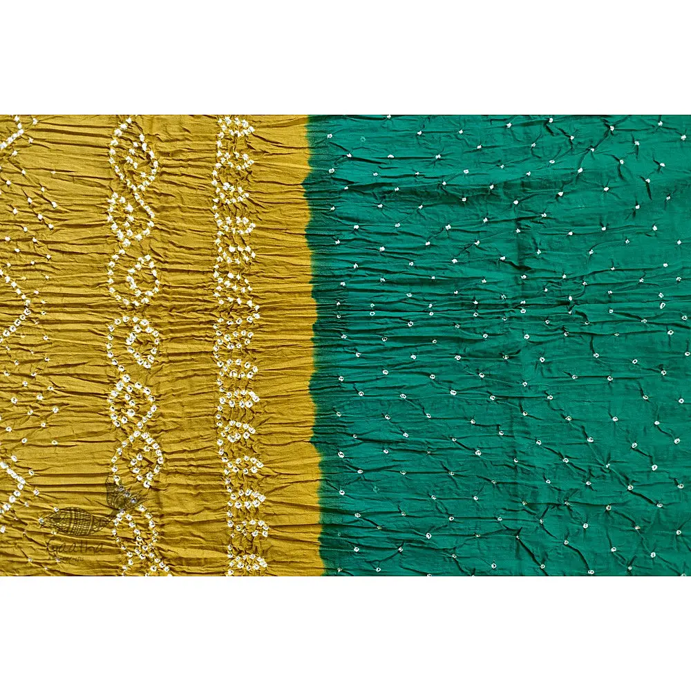 summer special Cotton Bandhani green Saree