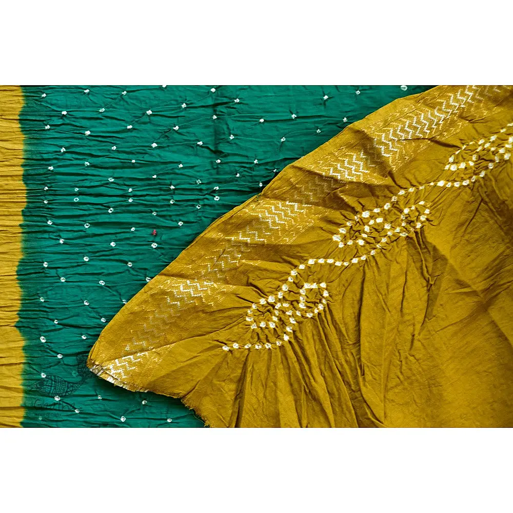 summer special Cotton Bandhani green Saree