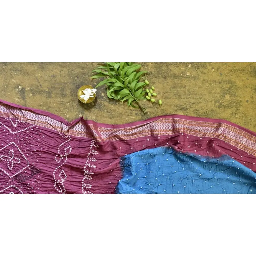 summer special Cotton Bandhani blue-pink Saree