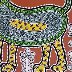 Mandana Art - Painting  ~ Dog ( 11 x 14 inch)