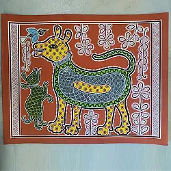Mandana Art - Painting  ~ Dog ( 11 x 14 inch)