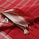 handloom begampuri pure cotton saree in bright scarlet red with fine beige pinstripes and off-white woven temple borders with fringe tassels