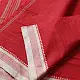 handloom begampuri pure cotton saree in bright scarlet red with fine beige pinstripes and off-white woven temple borders with fringe tassels
