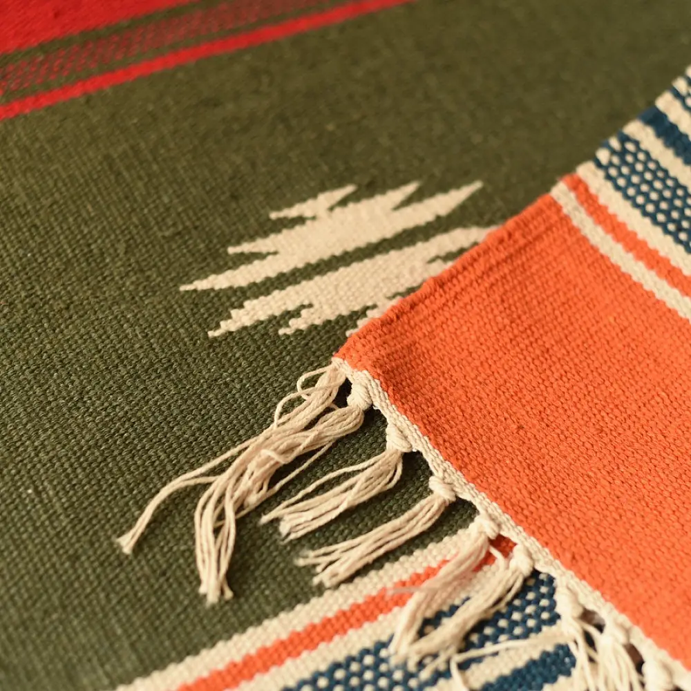 shop Handwoven Geometric Dhurries Green