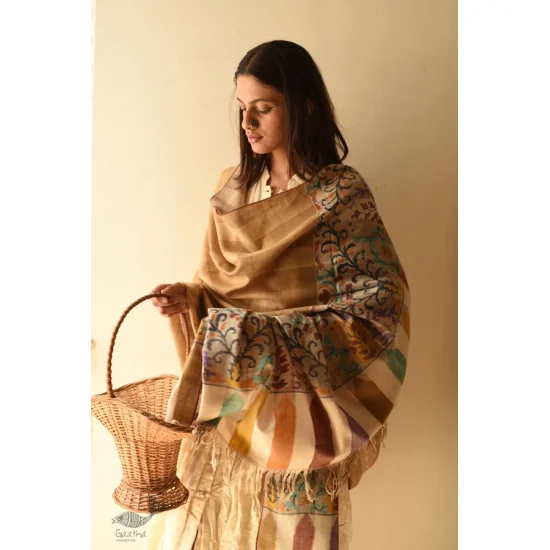 shop Kashmiri handwoven Pure Pashmina Kani Checks Shawl